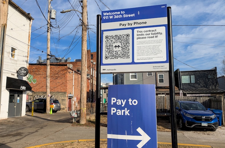 A parking lot in Hampden, behind Ekiben, is now being run by Metropolis. Metropolis, a fast-growing California tech company founded in 2017, says it now has almost 100 locations in the Baltimore metropolitan area.