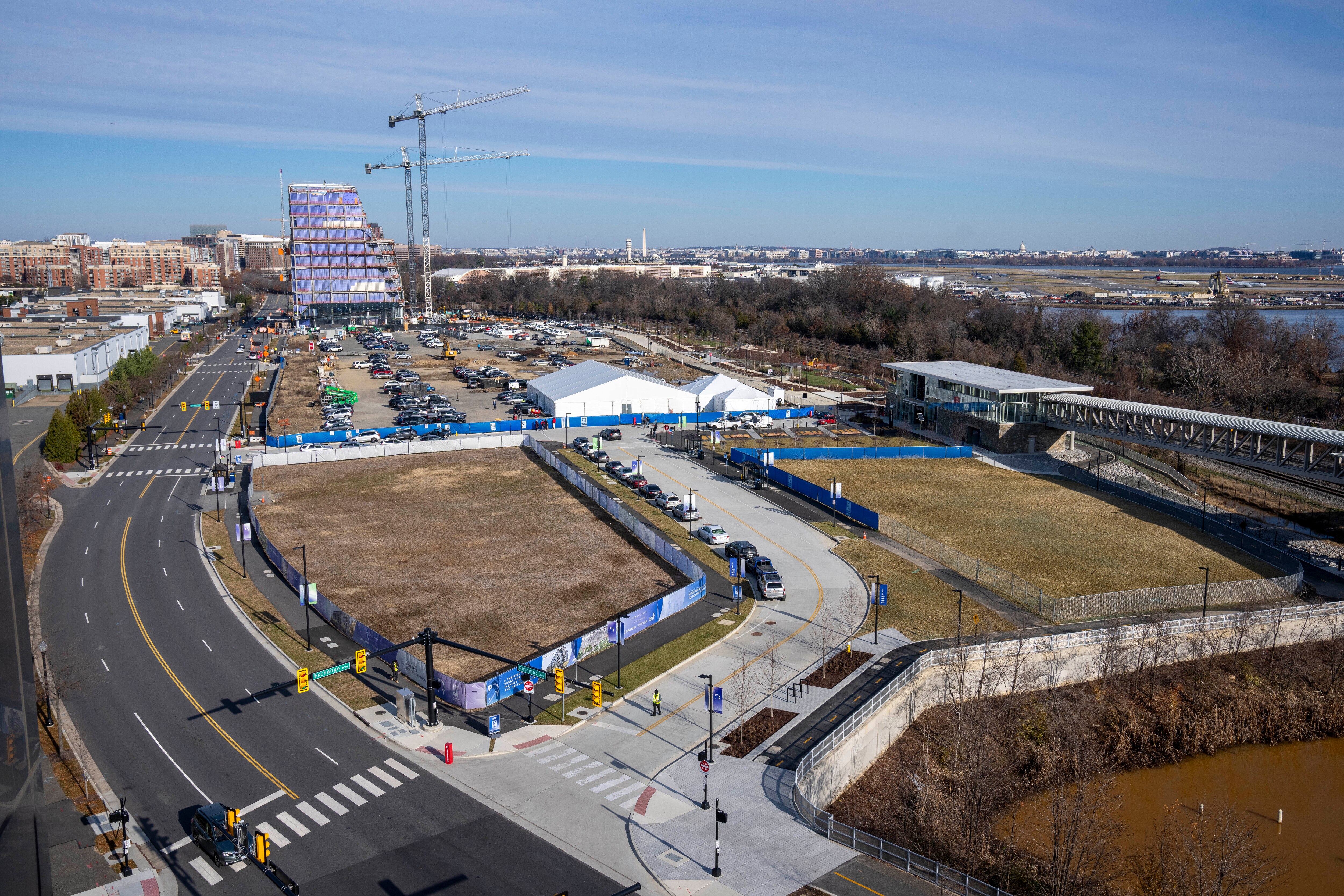 A general view showing the site of a proposed new arena for the NBA’s Washington Wizards and NHL’s Washington Capitals in Alexandria, Virginia on Wednesday, Dec. 13, 2023. The proposal took a major hit when top Virginia lawmakers confirmed the budget they will take up would not include language enabling the deal.