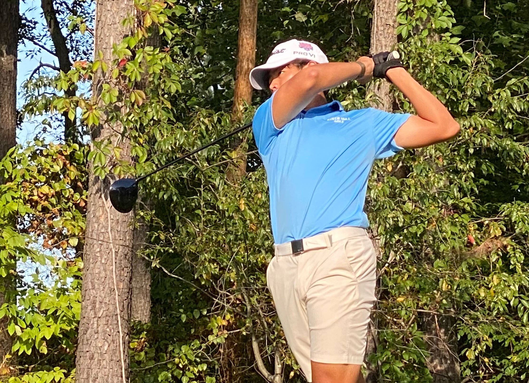 River Hill's Benjamin Siriboury tees off on the seventh hole at the Timbers at Troy on Wednesday afternoon.