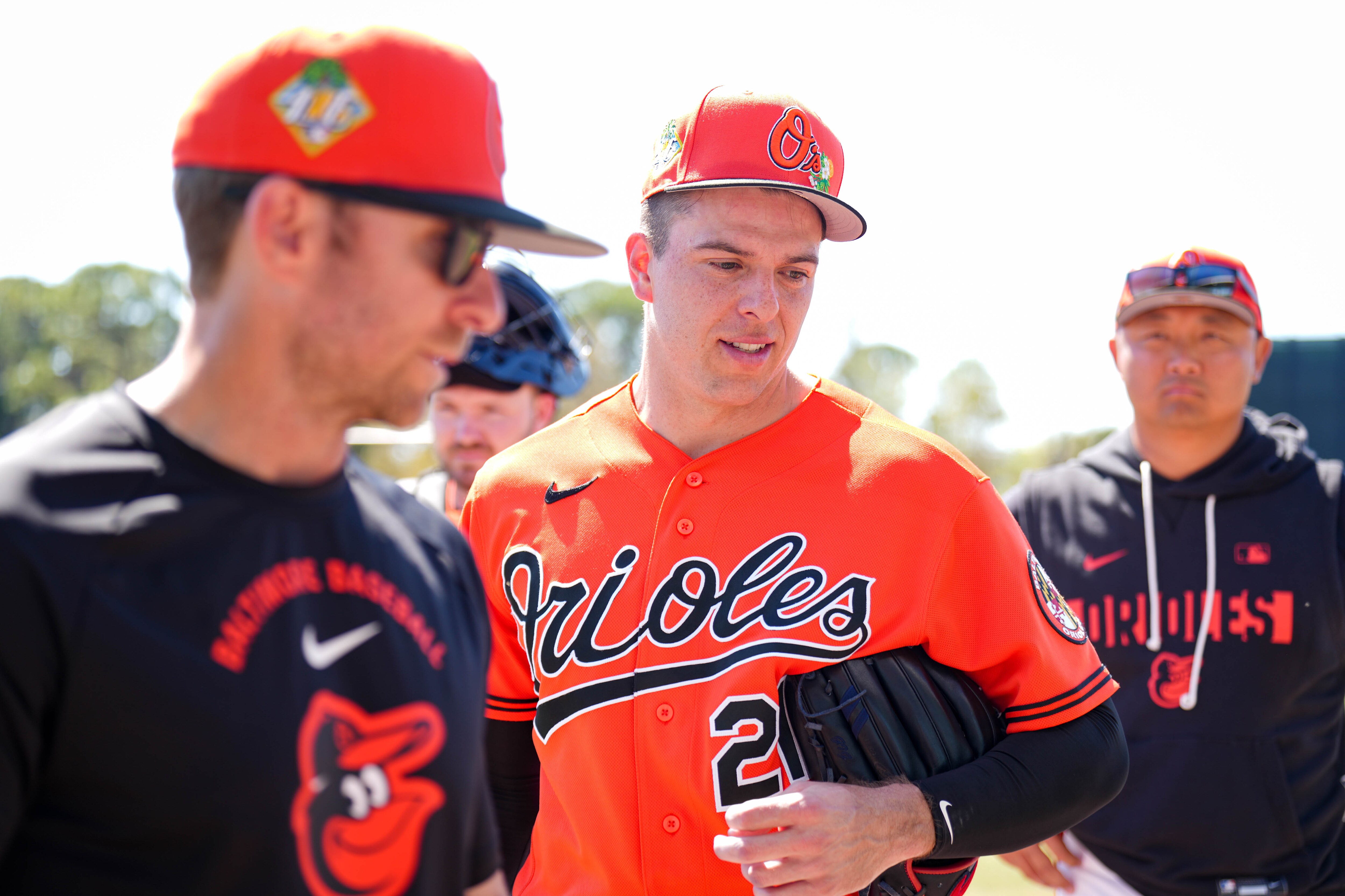 Pitcher Ryan Helsley exits the field after throwing live batting practice ahead of a Spring Training game against the New York Yankees in Sarasota, Florida, last week.