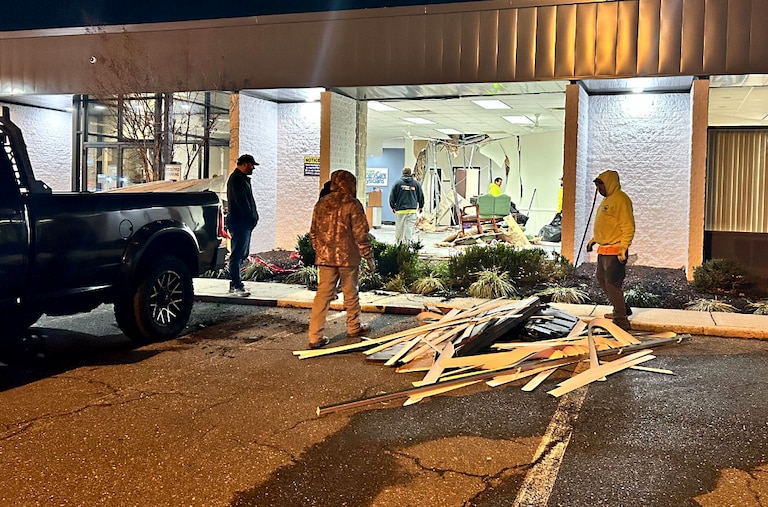 Emergency personnel responded to a car crashing into the Maryland Primary Care Physicians building in the 7700 block of Quarterfield Road in Glen Burnie around 3:30 p.m.