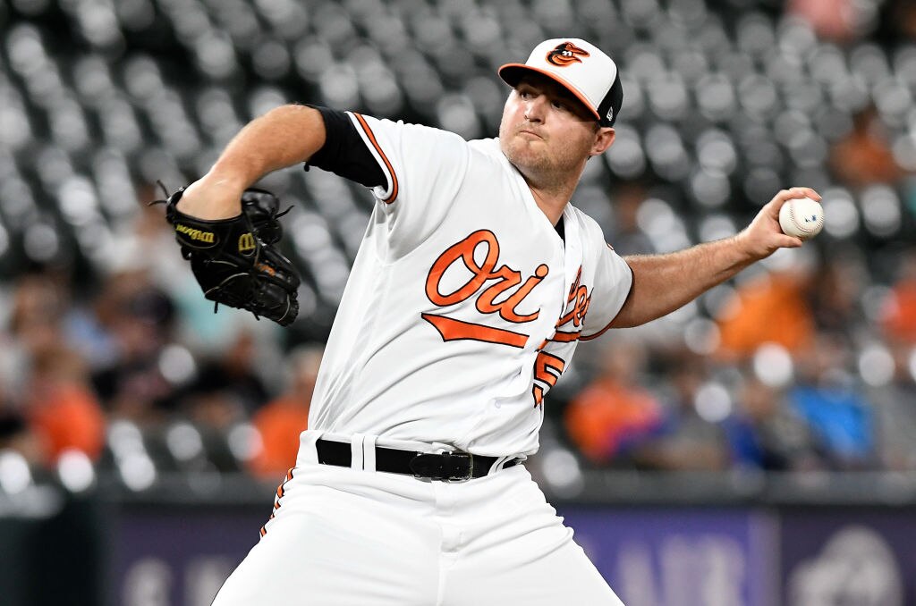 Zack Britton #53 of the Baltimore Orioles pitches in the ninth inning against the Seattle Mariners at Oriole Park at Camden Yards on June 27, 2018 in Baltimore.