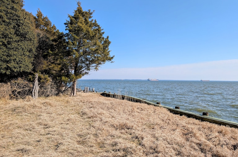 Holly Beach Farm ends in Hackett Point with a view of Annapolis Roads. The land is an important weather barrier for Annapolis, preventing flooding from winter storms.