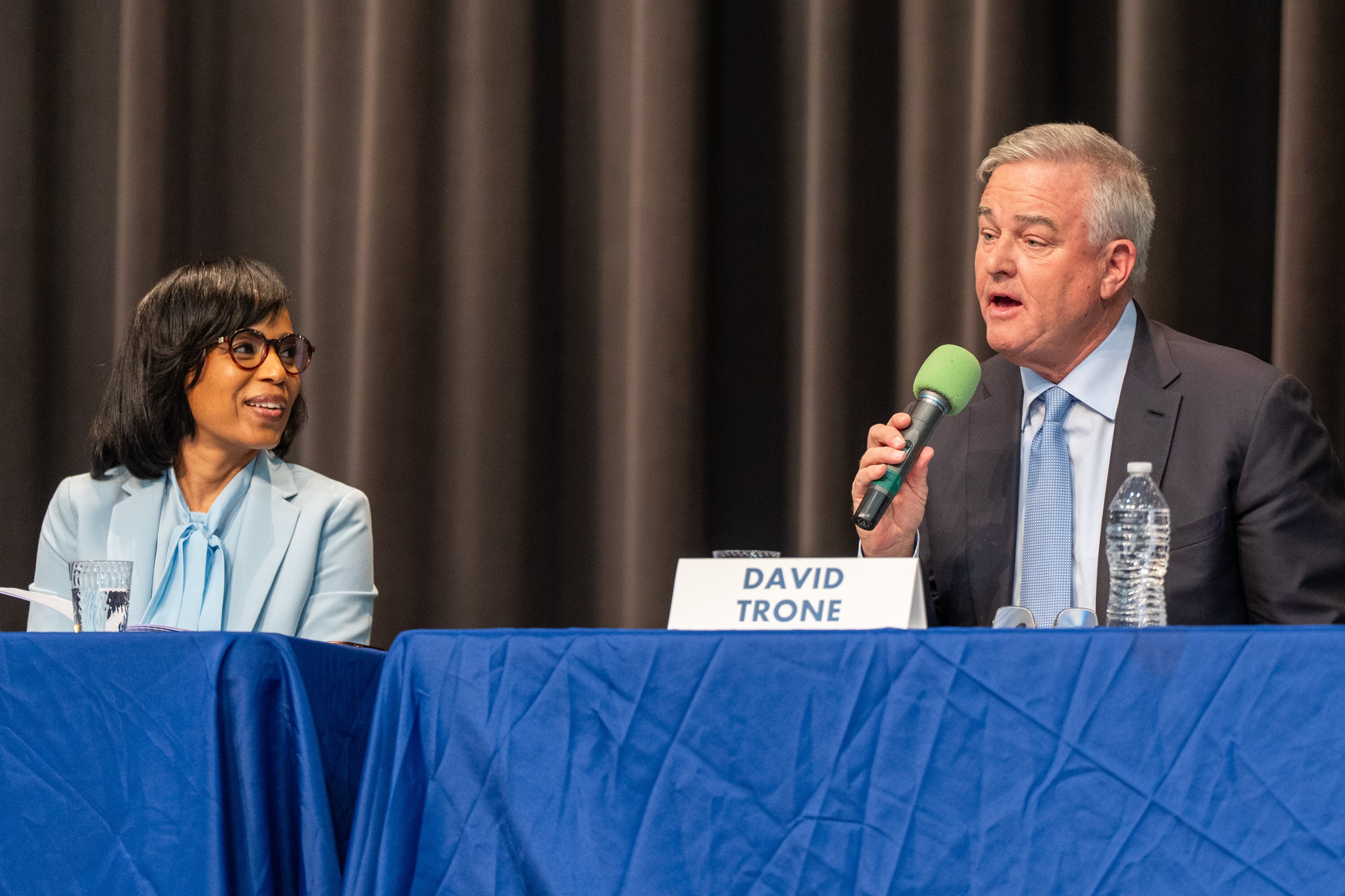 Prince George’s County Executive Angela Alsobrooks and U.S. Rep. David Trone spoke at a candidates' forum in March.