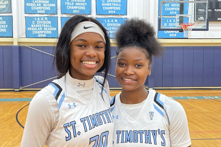 St. Timothy’s guards Aryss Macktoon (30) and Karmen McDuffie combined for 29 points, eight steals and eight assists, to lead the way to a 53-43 victory over Concordia Prep Tuesday night. The win gives St. Timothy’s sole possession of second place in the IAAM B Conference just two weeks before the playoffs begin.