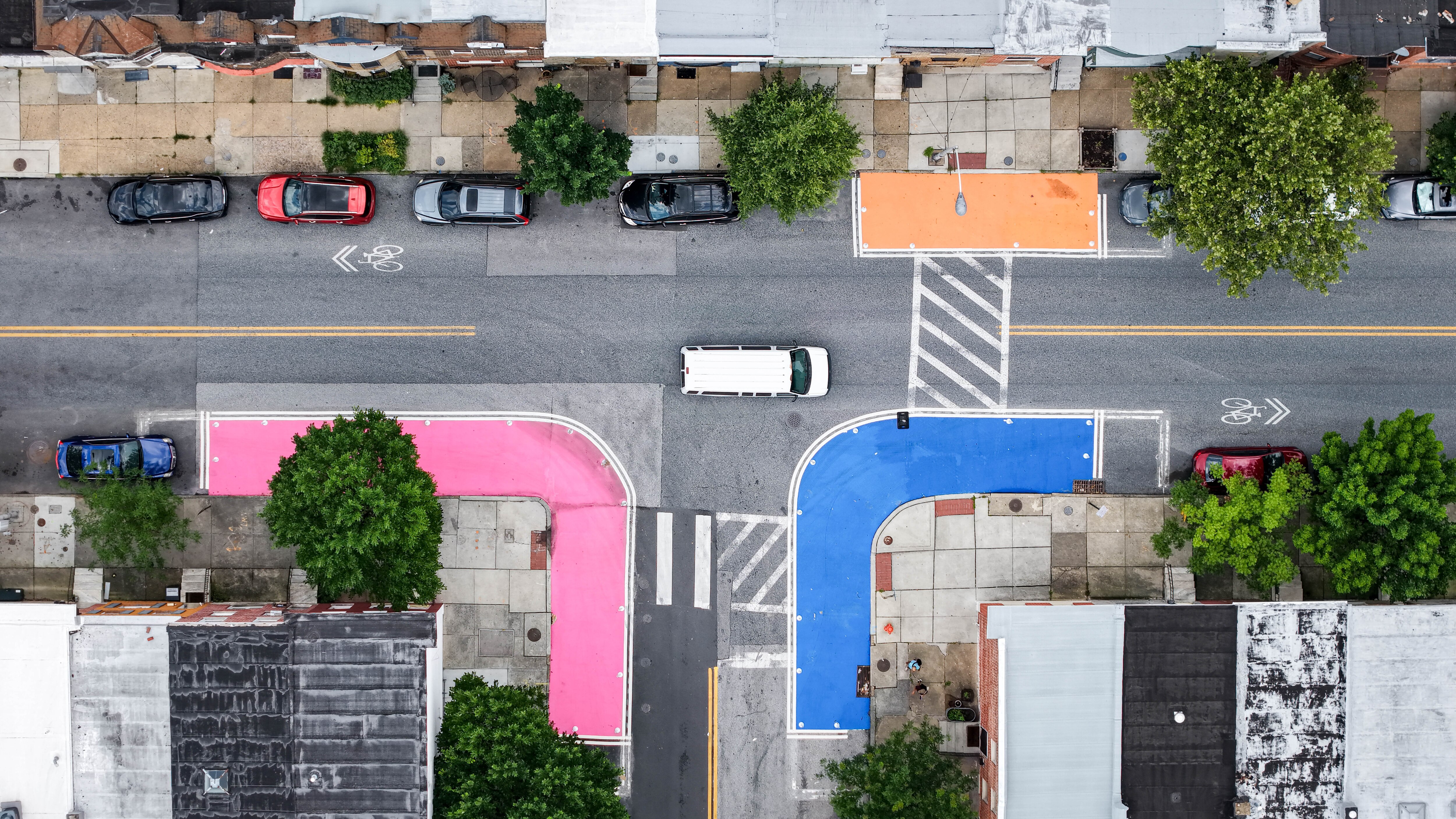 Pavement art at the intersection of East Baltimore Street and South East Avenue.