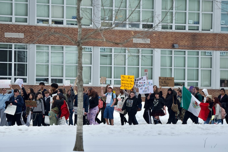 February 6, 2026 - Students walk out of Sparrows Point High School to protest ICE being in their communities. They were joined by several other BCPS high schools including Perry Hall High School, Loch Raven High School, and Dundalk High School.