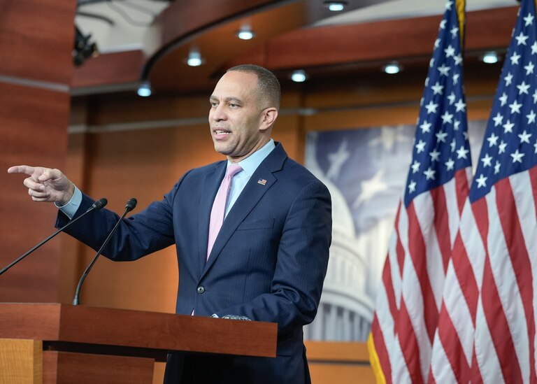 House Minority Leader Hakeem Jeffries, D-N.Y., speaks during a news conference on Capitol Hill, Thursday, Jan. 22, 2026, in Washington.