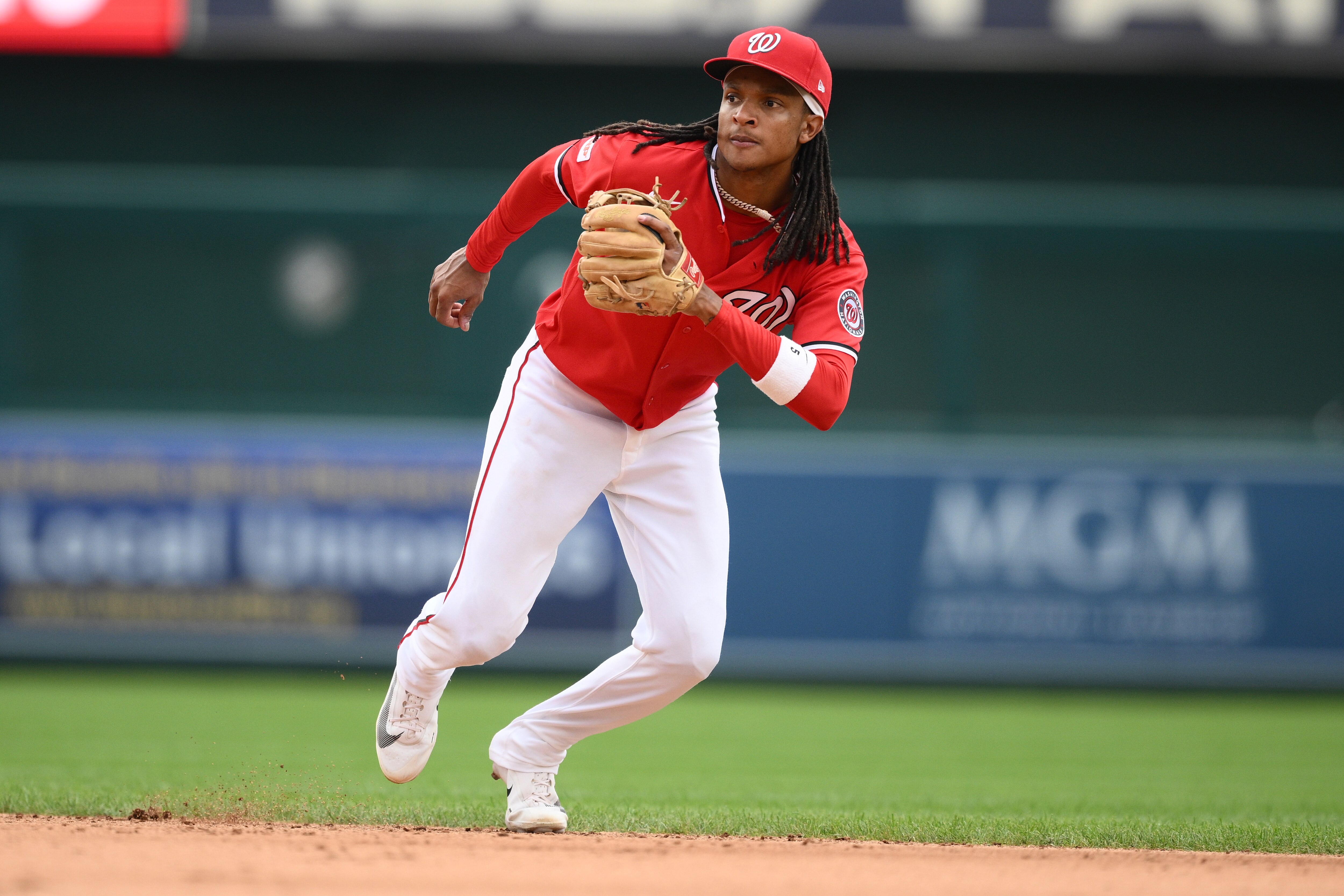 Nationals second baseman CJ Abrams in action during a game against the Miami Marlins on Aug. 30.