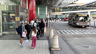 A line for Southwest at Baltimore-Washington International Thurgood Marshall Airport passengers extends outside the building on Thursday morning.
