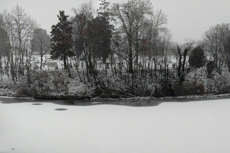 Snow started to form on Weems Creek on Jan. 22, 2016, the first day of a snowstorm that dropped almost 30 inches on Annapolis. The storm set to start Sunday will be first test for the city's new mayor.