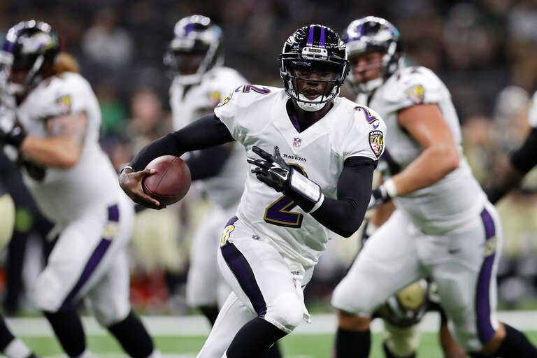 NEW ORLEANS, LA - SEPTEMBER 01: Josh Johnson #2 of the Baltimore Ravens runs with the ball against the New Orleans Saints at the Mercedes-Benz Superdome on September 1, 2016 in New Orleans, Louisiana.