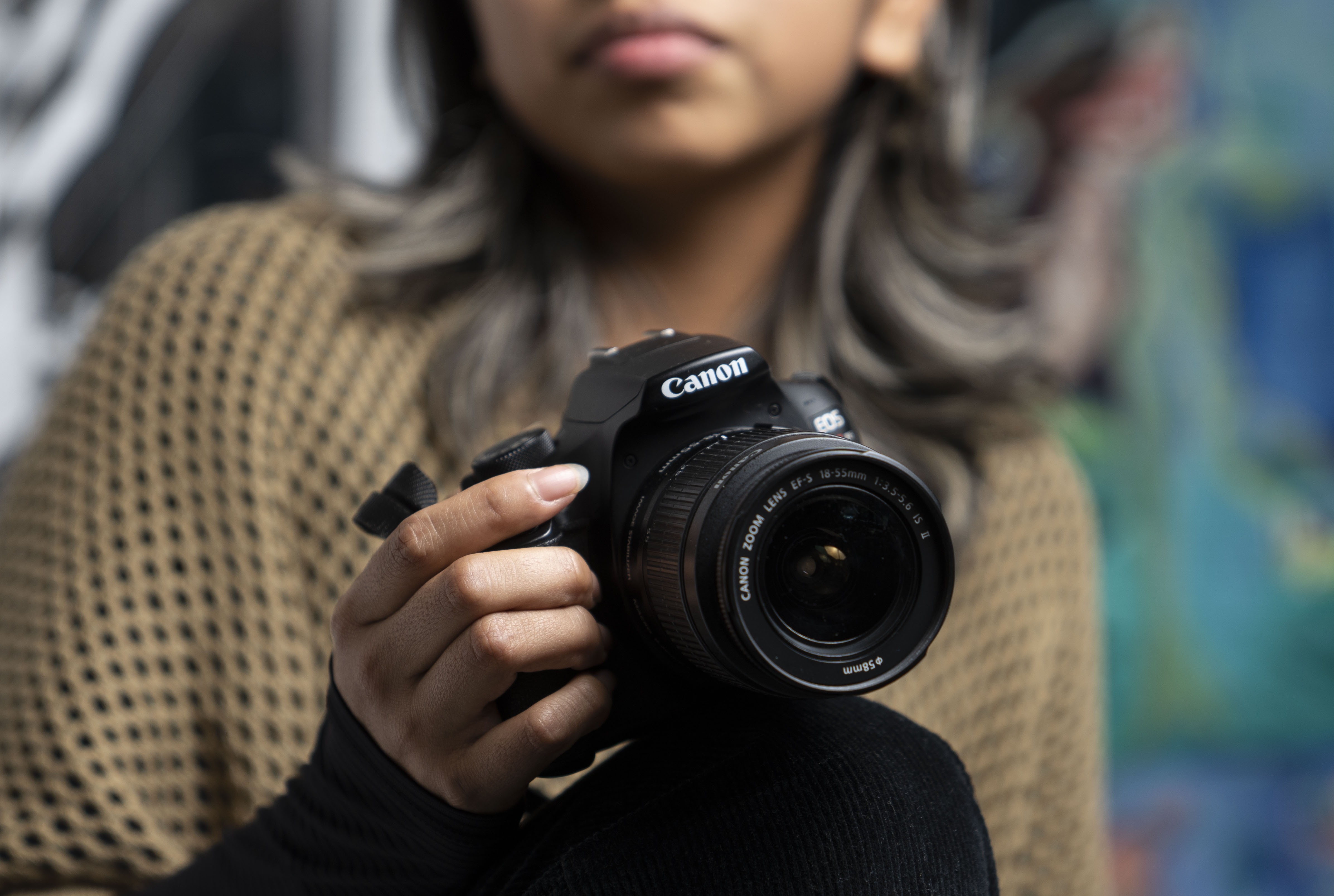 Britney Simbana-J poses for a portrait at Carver Center for Arts and Technology, in Towson, Friday, December 16, 2022.