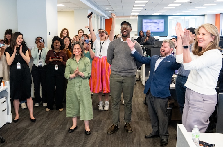 Banner journalists Liz Bowie, Greg Morton, and Allan James Vestal are joined by members of the newsroom to watch a livestream as the Pulitzer Prizes are announced. The Banner's team was a finalist for the Pulitzer Prize finalist for local news.