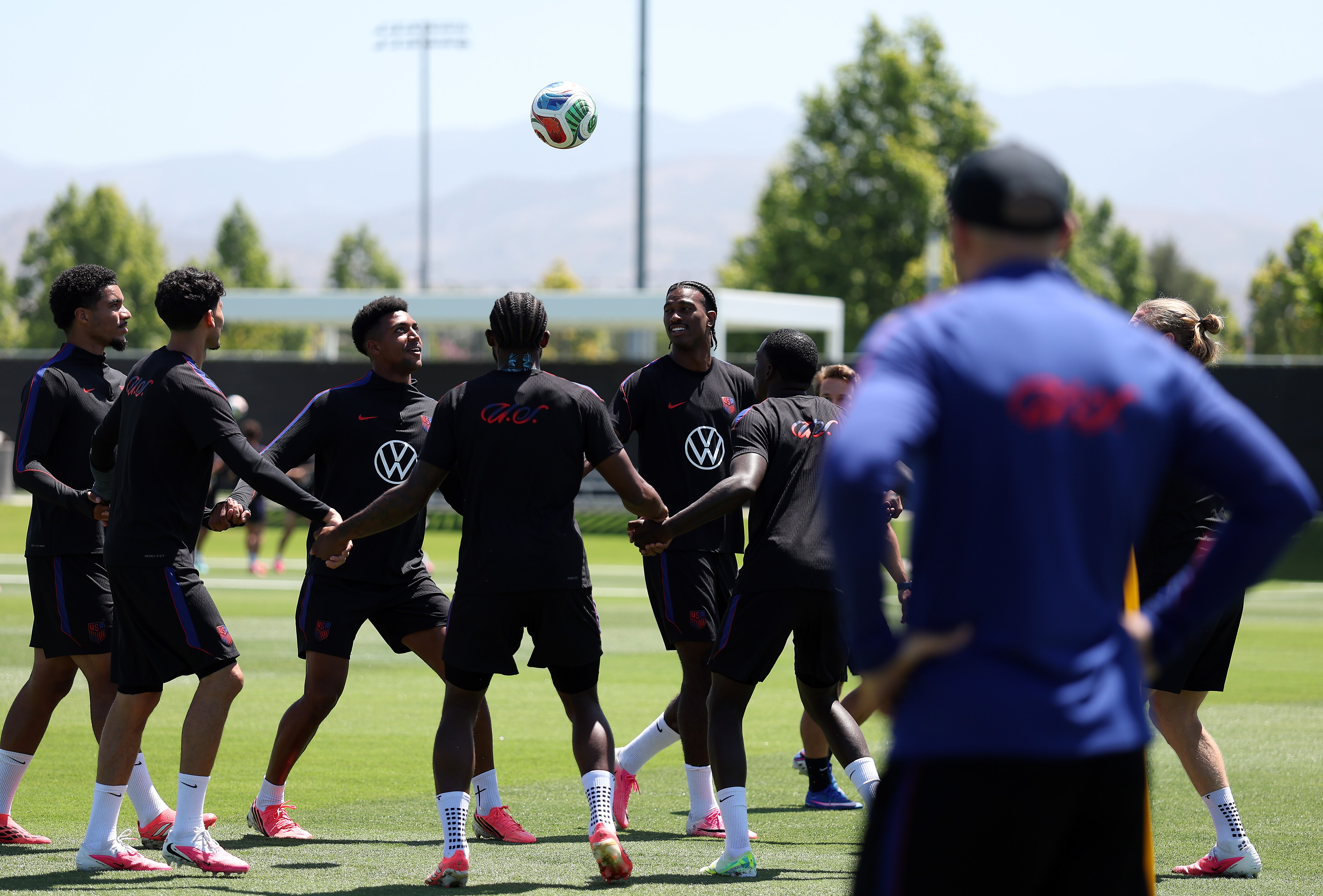 IRVINE, CALIFORNIA - JUNE 10: Team USA players participate during a training session ahead of the 2026 World Cup at Great Sports Park on June 10, 2026 in Irvine, California.