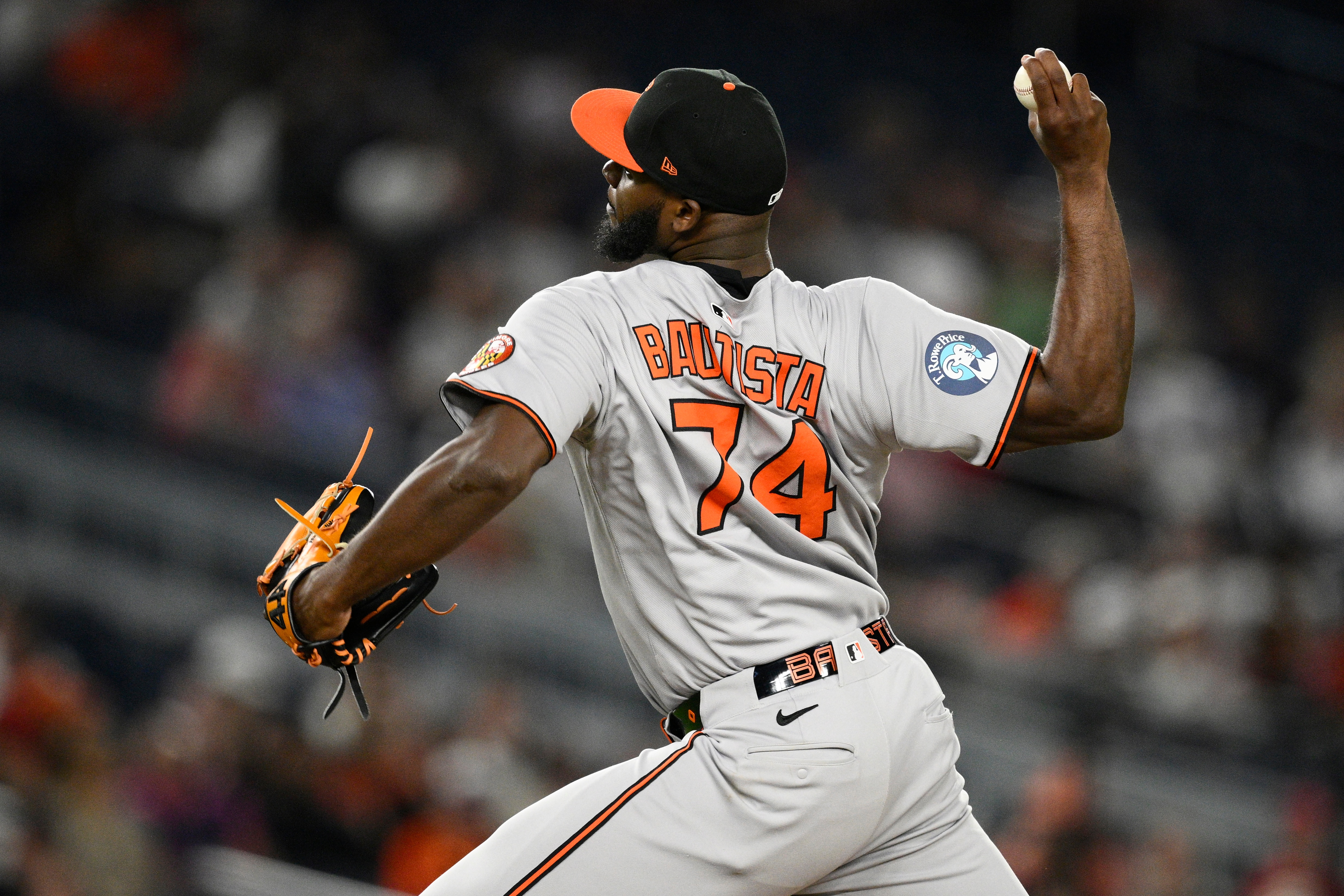 Orioles closer Félix Bautista throws during the ninth inning Thursday night in Washington.