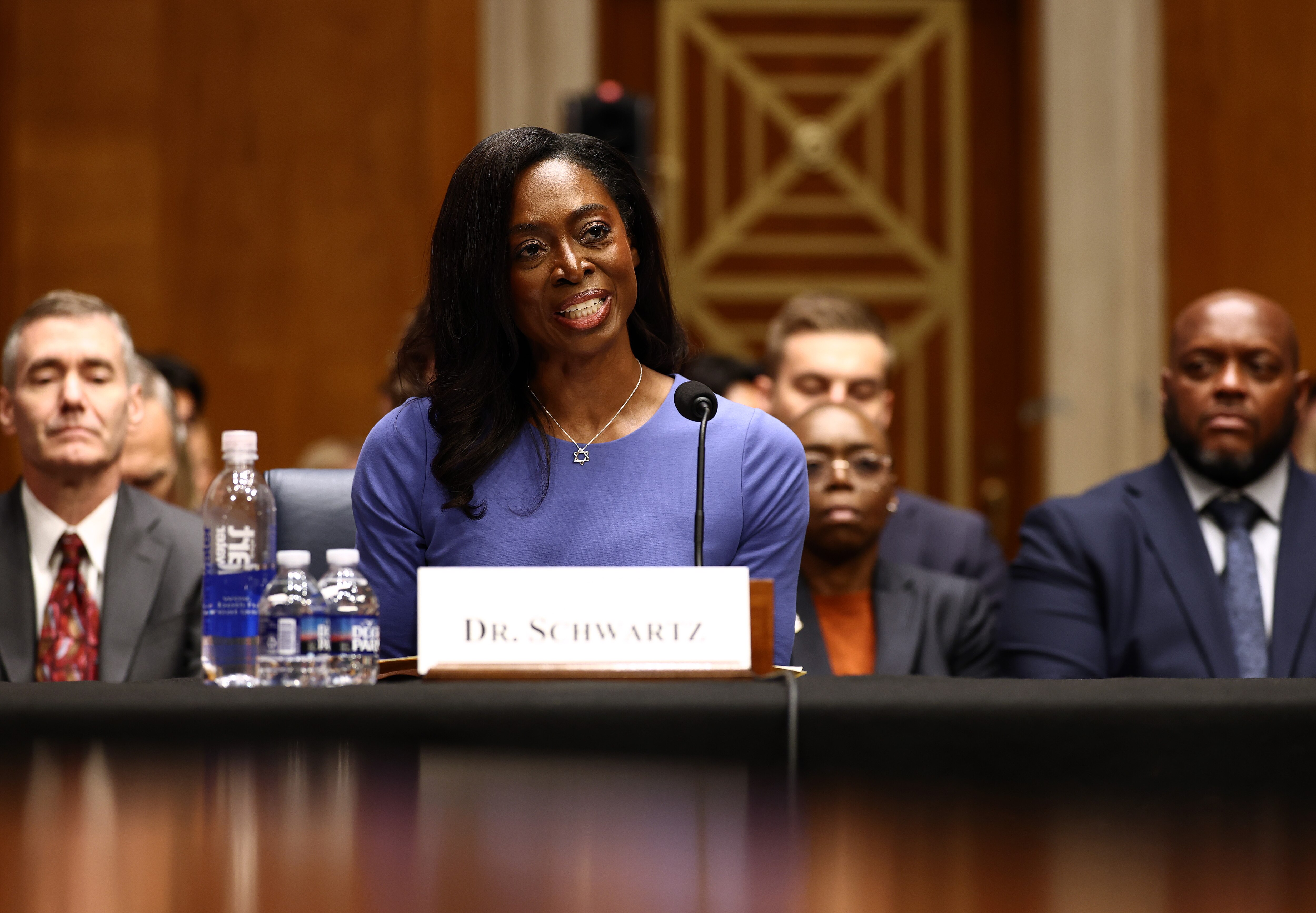WASHINGTON, DC - JULY 15: Erica Schwartz attends her confirmation hearing to become director of the Centers for Disease Control and Prevention with the Senate Health, Education, Labor and Pensions Committee on Capitol Hill July 15, 2026 in Washington, DC.  Schwartz, President Trump's pick to lead the CDC, would fill the position left vacant since August 2025 when Trump ousted former CDC Director Dr. Susan Monarez. (Photo by Finn Gomez/Getty Images)