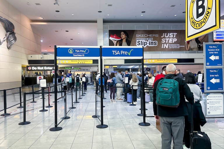 Monday, March 30, 2026 - Airport officials said travelers were waiting under 10 minutes at security checkpoints. People standing in line at checkpoint B.