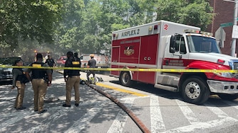 THURSDAY, MAY 28, 2026 - A three-alarm fire erupted through upper levels of rowhomes in Barclay on Thursday afternoon.