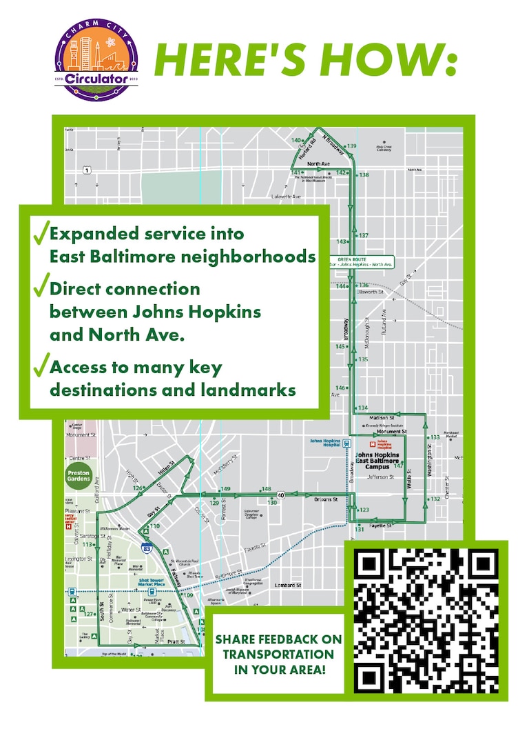 New Charm City Circulator route.