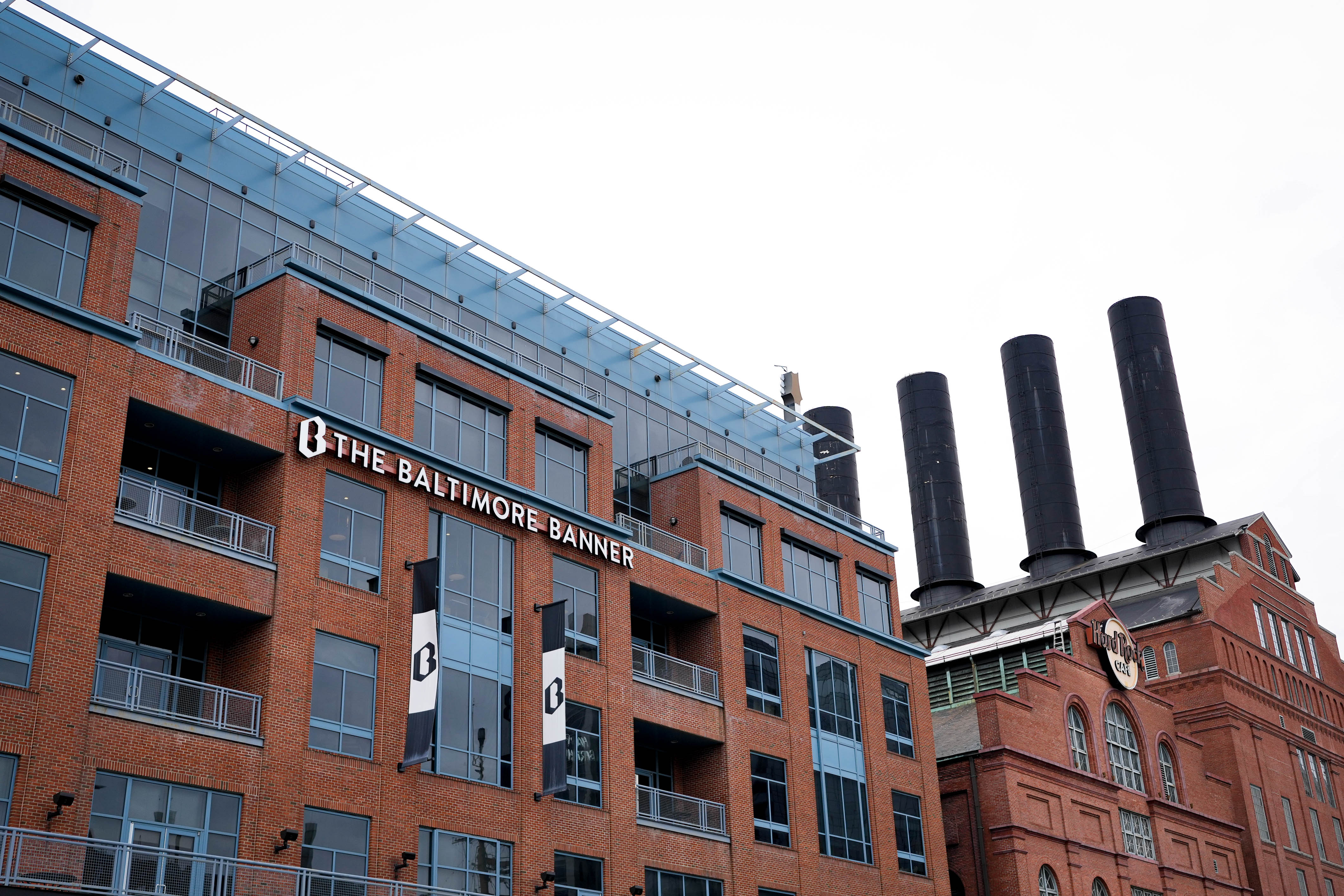 The exterior of the Baltimore Banner building at the Inner Harbor in Baltimore, Md. on Wednesday, April 2, 2025.