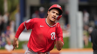 Washington Nationals infielder Seaver King heads to third during the third inning of a spring training game against the New York Mets on Feb. 28.