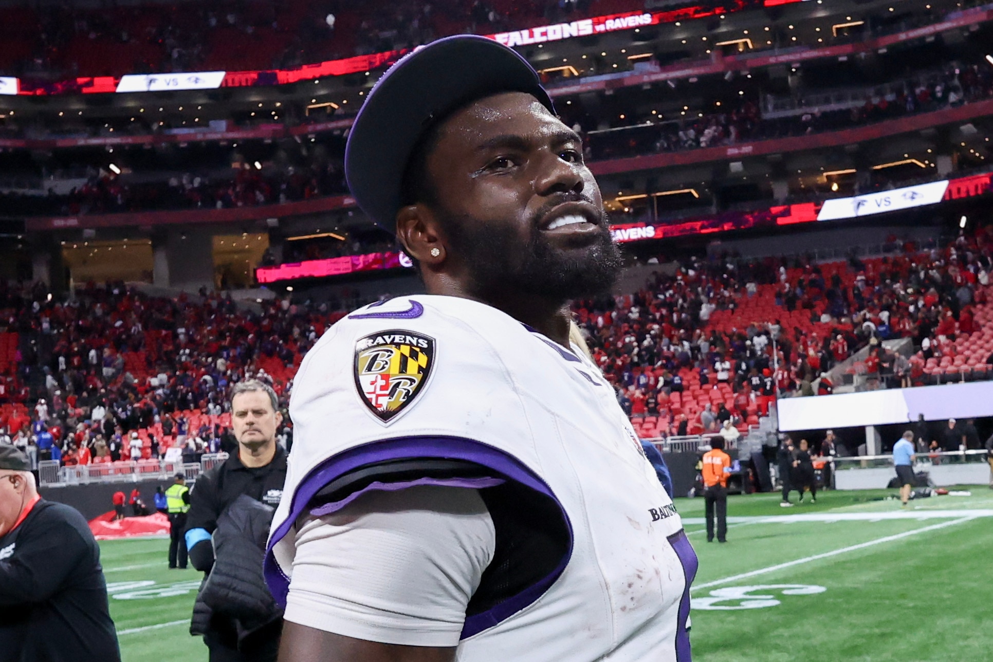 Tyler "Snoop" Huntley celebrates an overtime win over the Atlanta Falcons and Mercedes-Benz Stadium. 