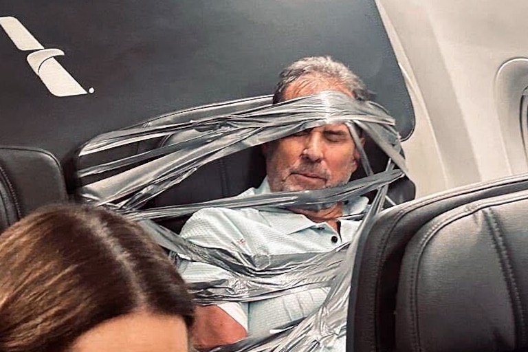 Layne Lundeen was duct-taped aboard American Airlines 618 from Dallas to Newark, New Jersey, after becoming “unruly,” causing it to diver to Baltimore-Washington International Airport.