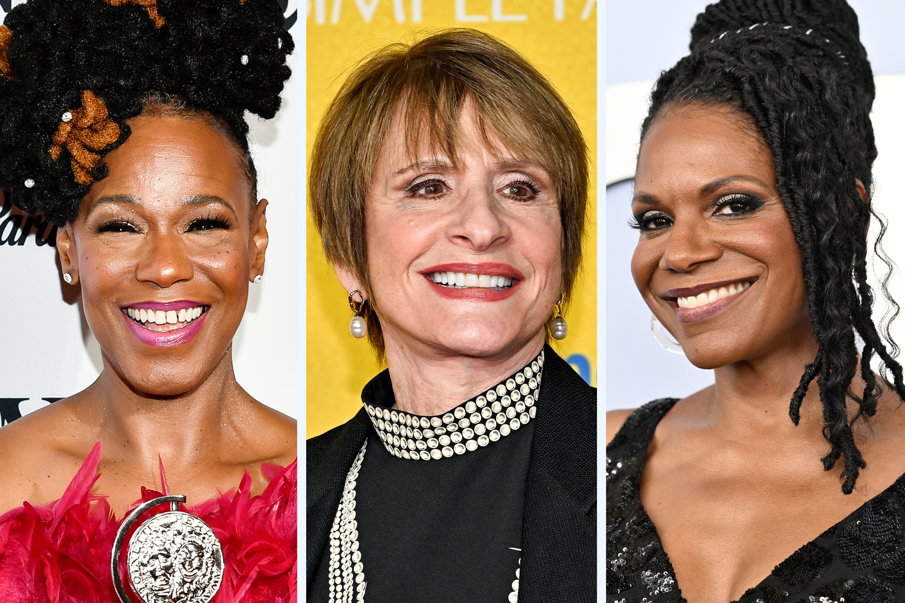 From left, Kecia Lewis at the Tony Awards in 2024, Patti LuPone at a film screening in New York in 2025 and Audra McDonald at the Tony Awards in 2024.