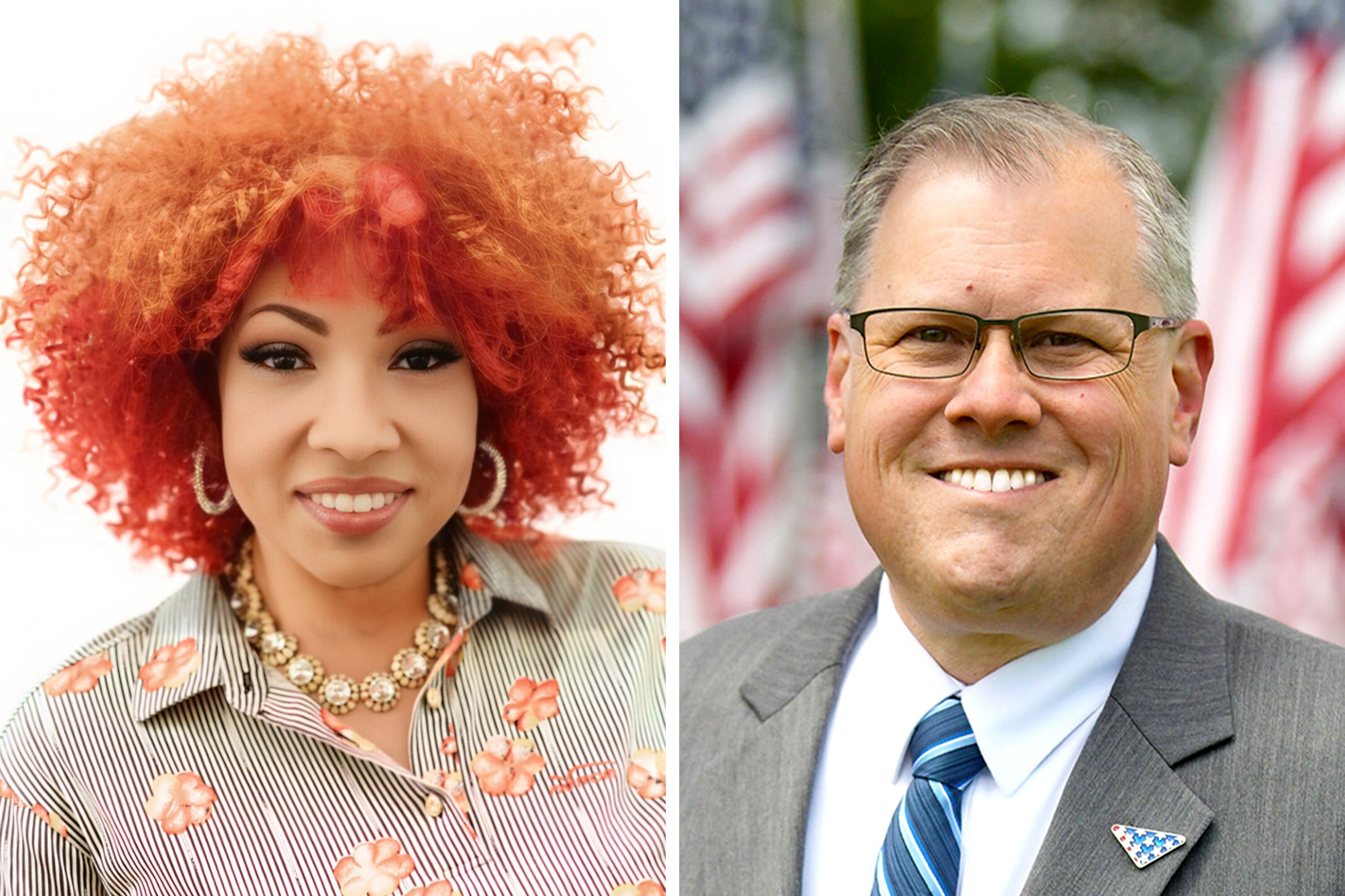 Tiffany Kelly, Gaithersburg mayoral candidate, at left, and Jud Ashman, Mayor of the city of Gaithersburg.