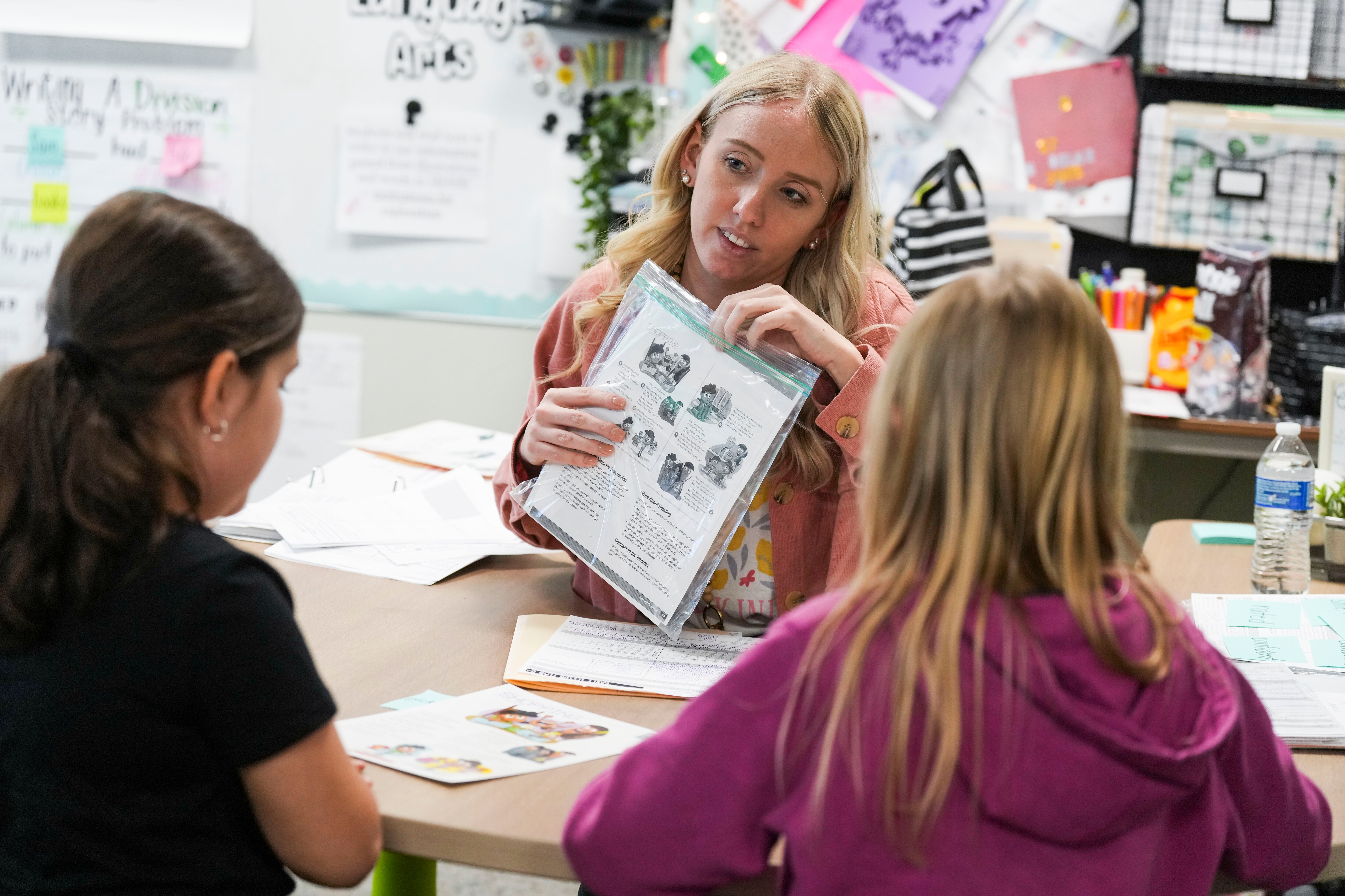Alexis Uhland teachers her third grade class at Berkshire Elementary School.