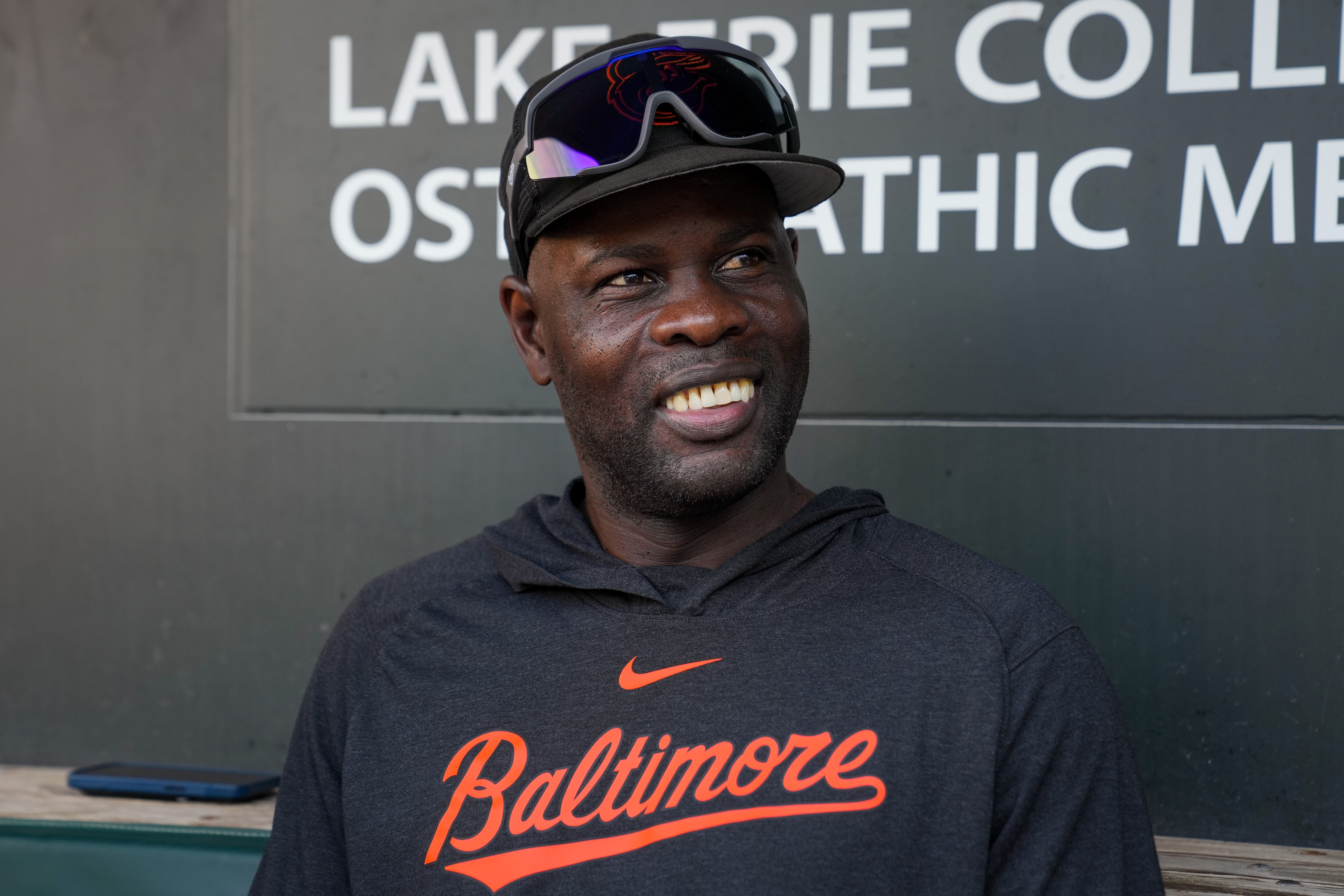Baltimore Orioles development coach Rubén Francisca is interviewed in the dugout before the game on Tuesday, Sept. 12, 2023.