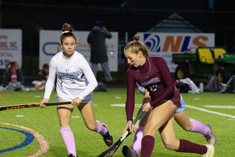 Chloe Page (with ball) is part of a talented Broadneck field hockey team that's undefeated and ranked No. 1 in the Baltimore area. The Bruins, who play Monday evening in the Anne Arundel County championship game, are considered the favorite to win the Class 4A state crown.