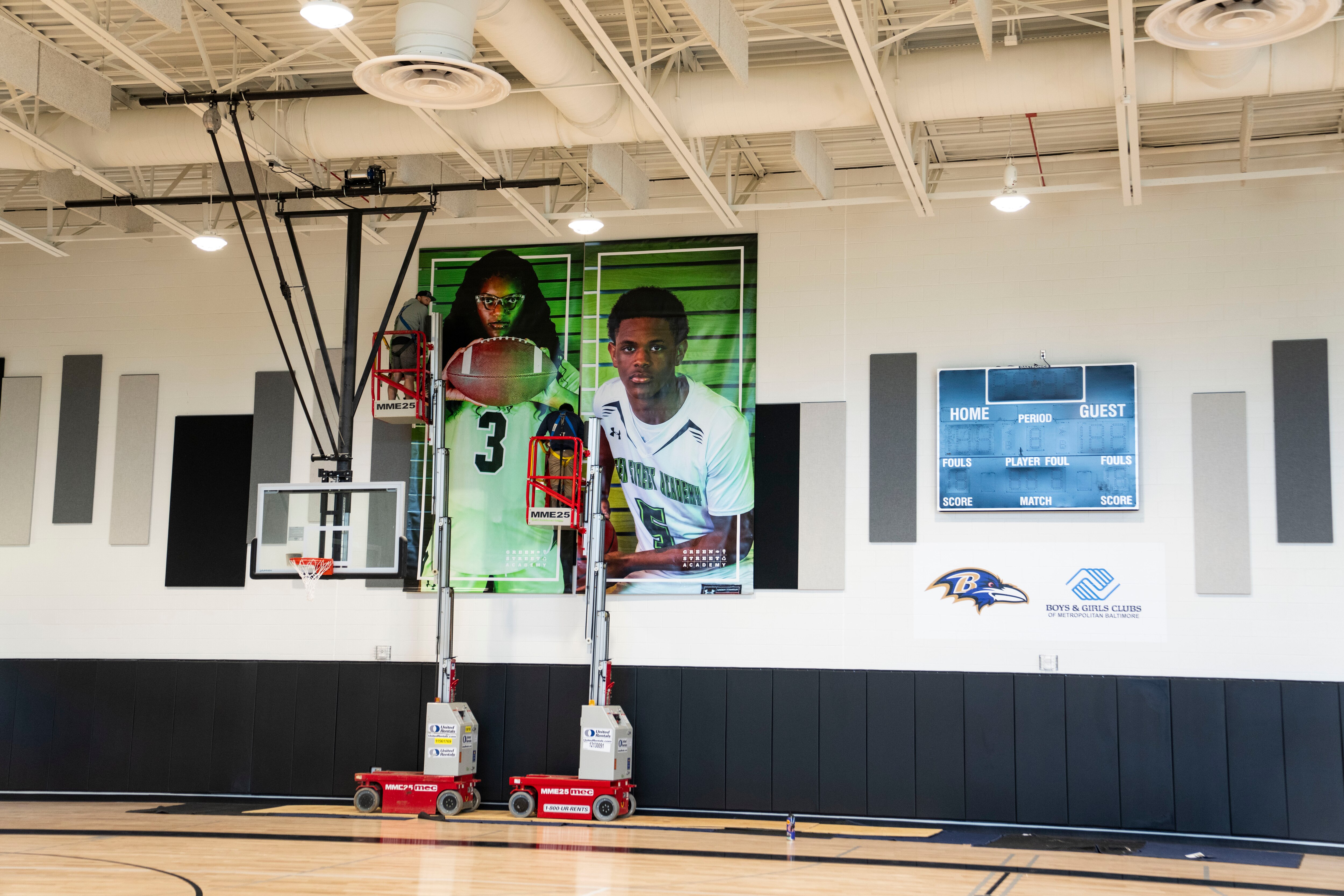 The new indoor basketball gym at the Baltimore Ravens Boys & Girls Club at the Hilton Recreation Center in Baltimore.