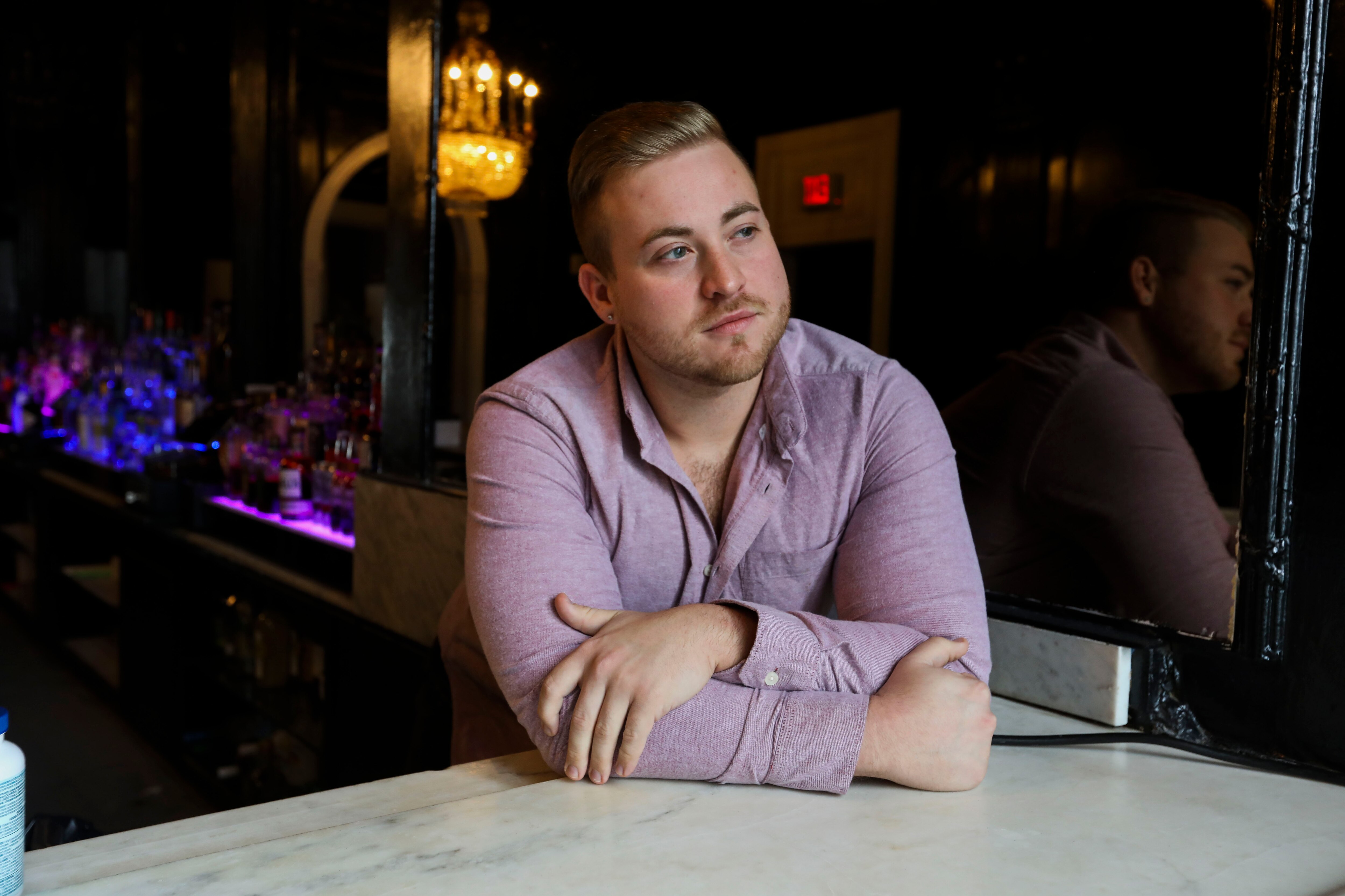 Brendon Huffman, a bartender and manager at The Manor, has been roofied four times in the past seven years. He is vigilant in making sure that the same doesn't happen to others. He is pictured here at The Manor, a bar in Mount Vernon.