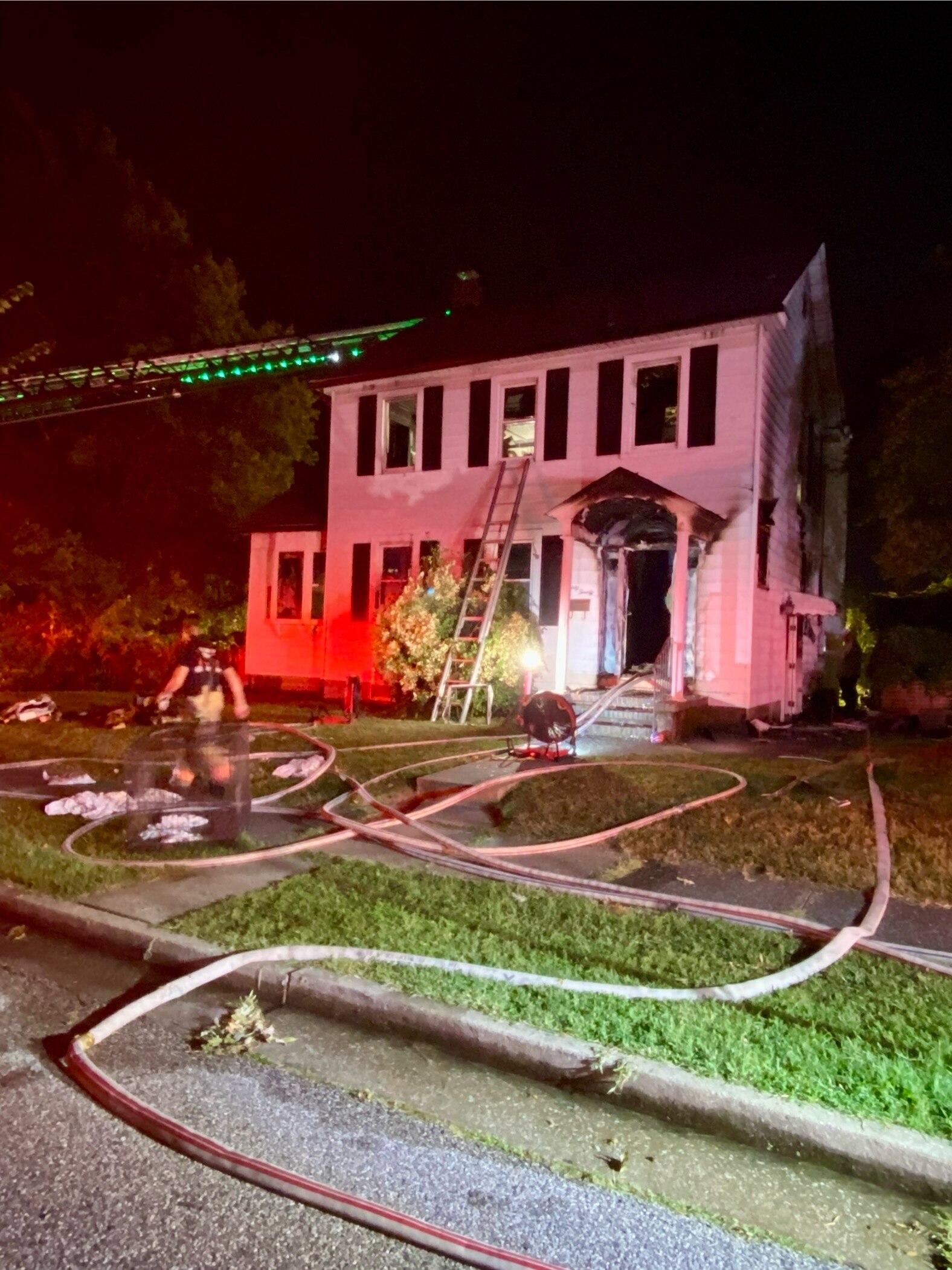 Six people were hospitalized Wednesday morning after a house fire in Dundalk. Crews also rescued nine cats and two dogs from the home. In total, the fire displaced seven residents.