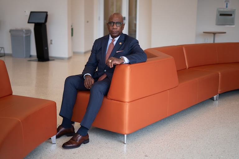 Tuesday, Aug. 5, 2025 — Morgan State University President David Wilson sits inside a campus building. Baltimore City, Md.