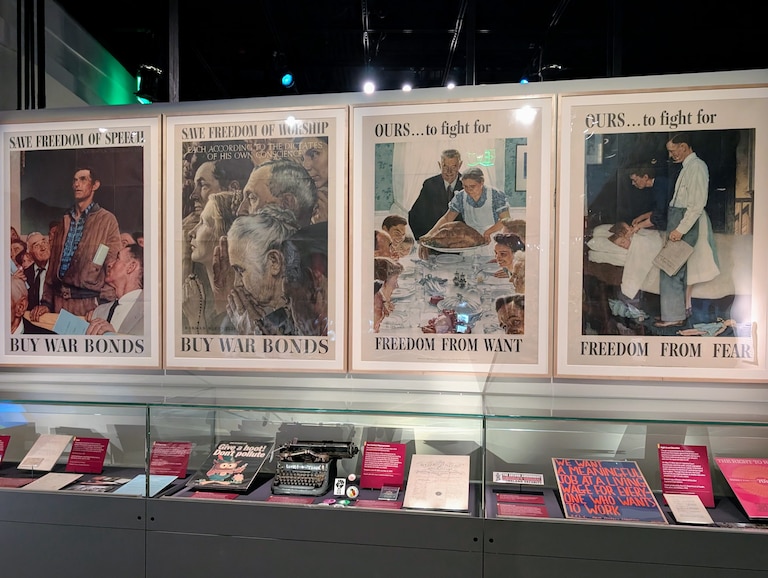 Around a corner of "In Pursuit of Life, Liberty & Happiness," Norman Rockwell's "Four Freedoms" get their own display in the National Museum of American History. Did the folks who wrote the White House criticism of the museum see this?
