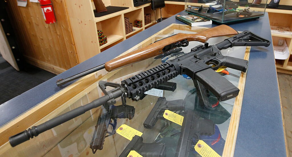 SPRINGVILLE, UT - JUNE 17: This picture of an AR-15 (B) and a Ruger 10-22 (T), both semi-automatic guns at Action Target on June 17, 2016 in Springville, Utah. Semi-automatics are in the news again after the nightclub shooting in Orlando F;lord last week.