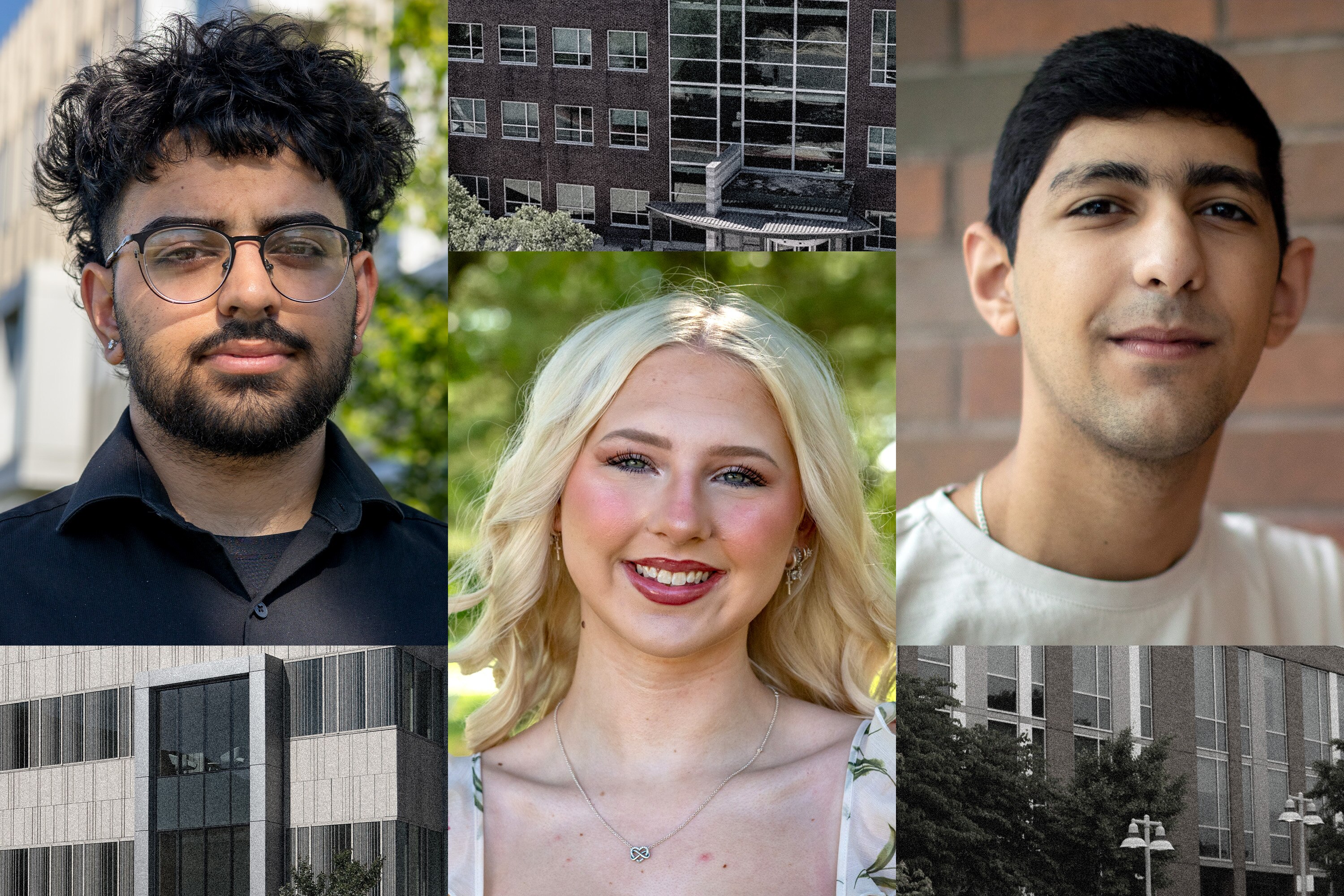 From left, graduates Syed Shah, Maddison Hershey, and Nima Sichani.