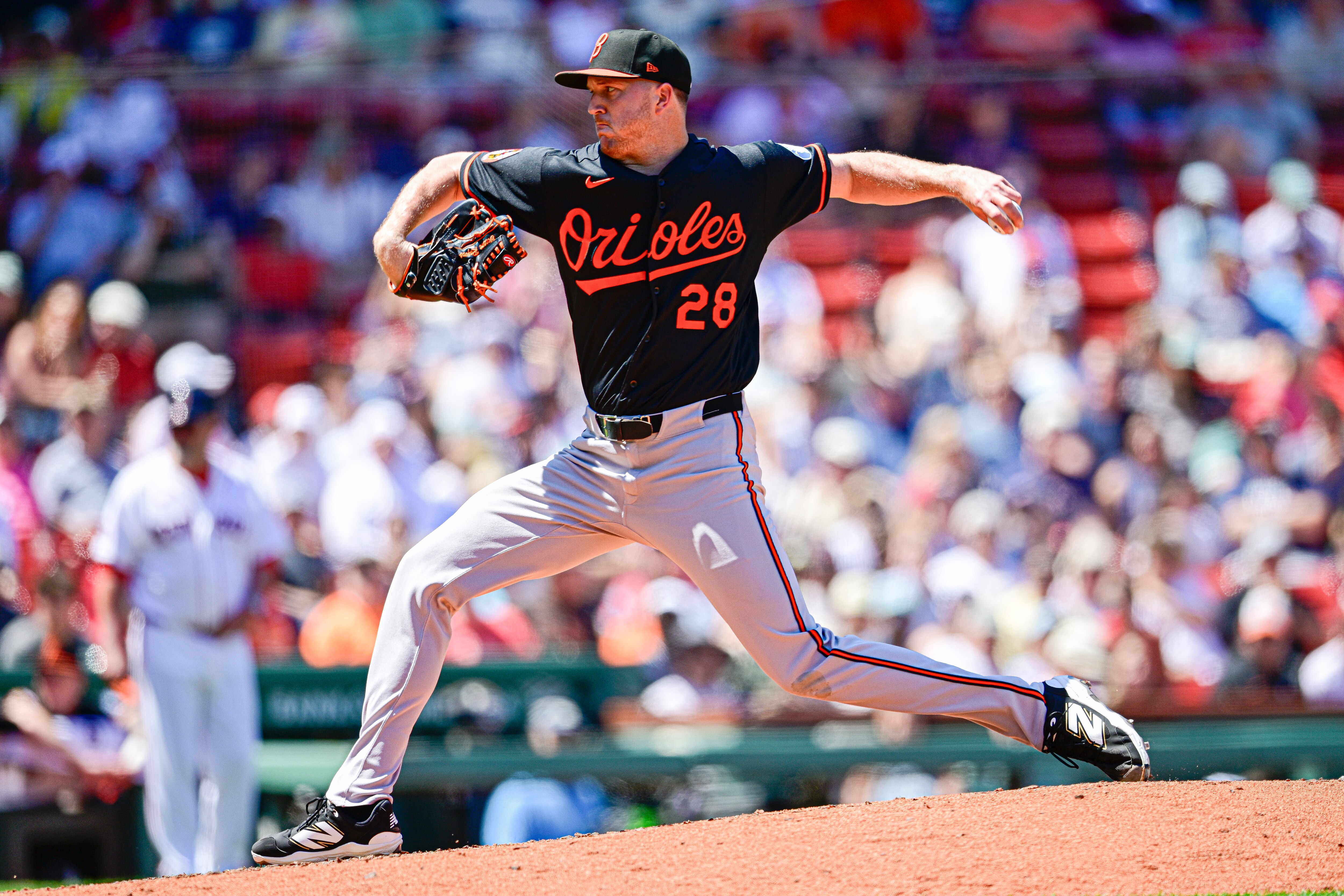 Trevor Rogers pitches in the first inning against the Red Sox at Fenway Park on Thursday.