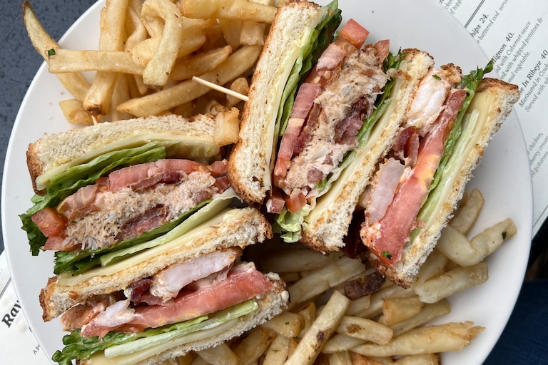 The seafood club sandwich from Mama's on the Half Shell.