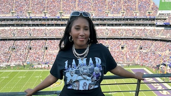 Ravens superfan Adrianna Ebon at Ravens Stadium.