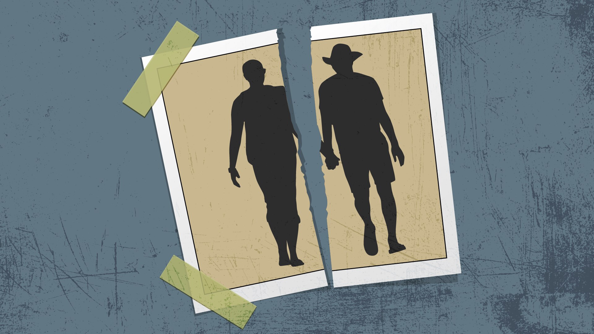 Illustration showing a picture of a man and a woman holding hands that his being torn apart.