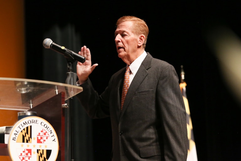 R. Jay Fisher swears an oath of office as incoming sheriff during the 2022 Baltimore County Inaugural Ceremonies on December 5, 2022.