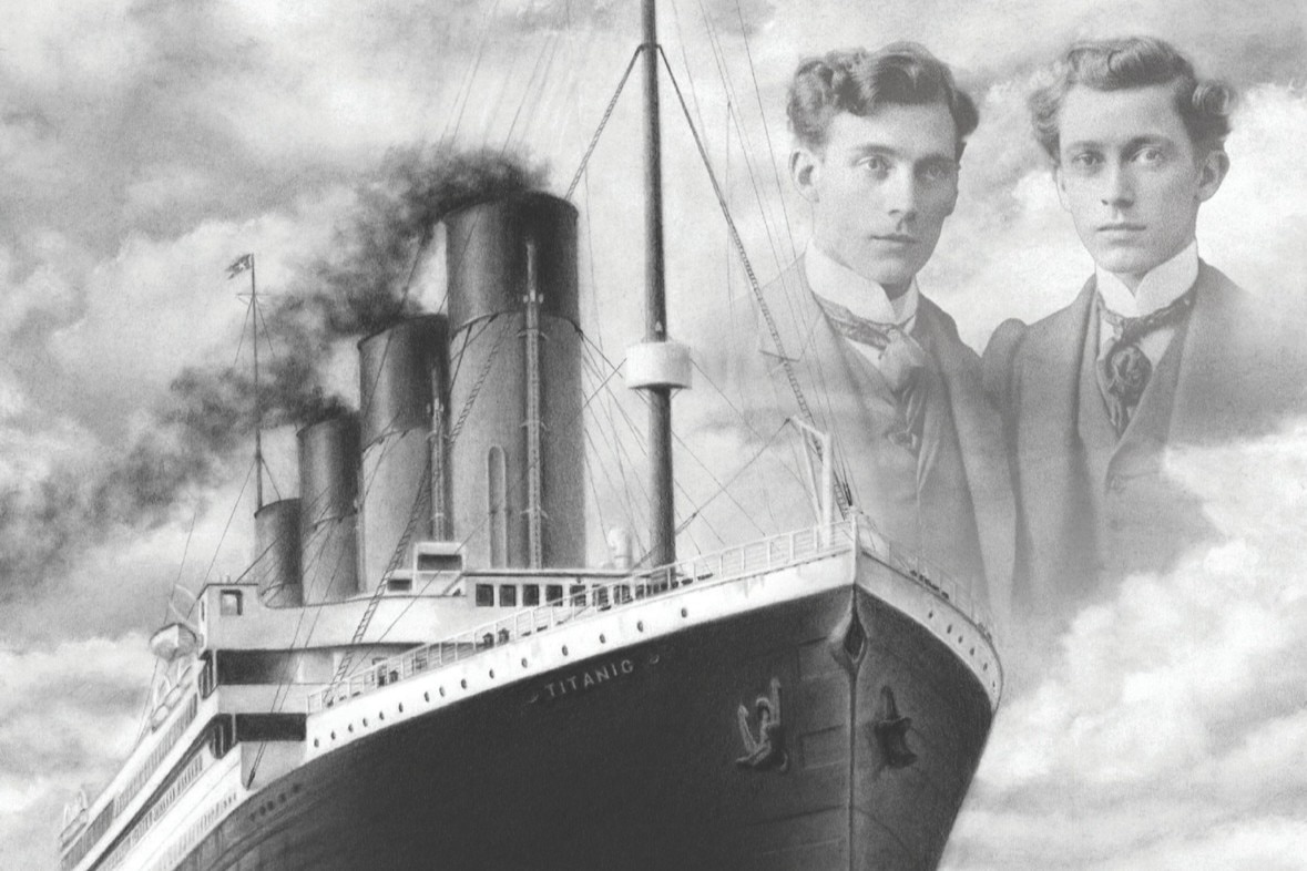 The book cover for Nelson Aspen's "Kindred Spirits: A Titanic Tale," which uses a real-life Titanic passenger to tell a modern gay romance.