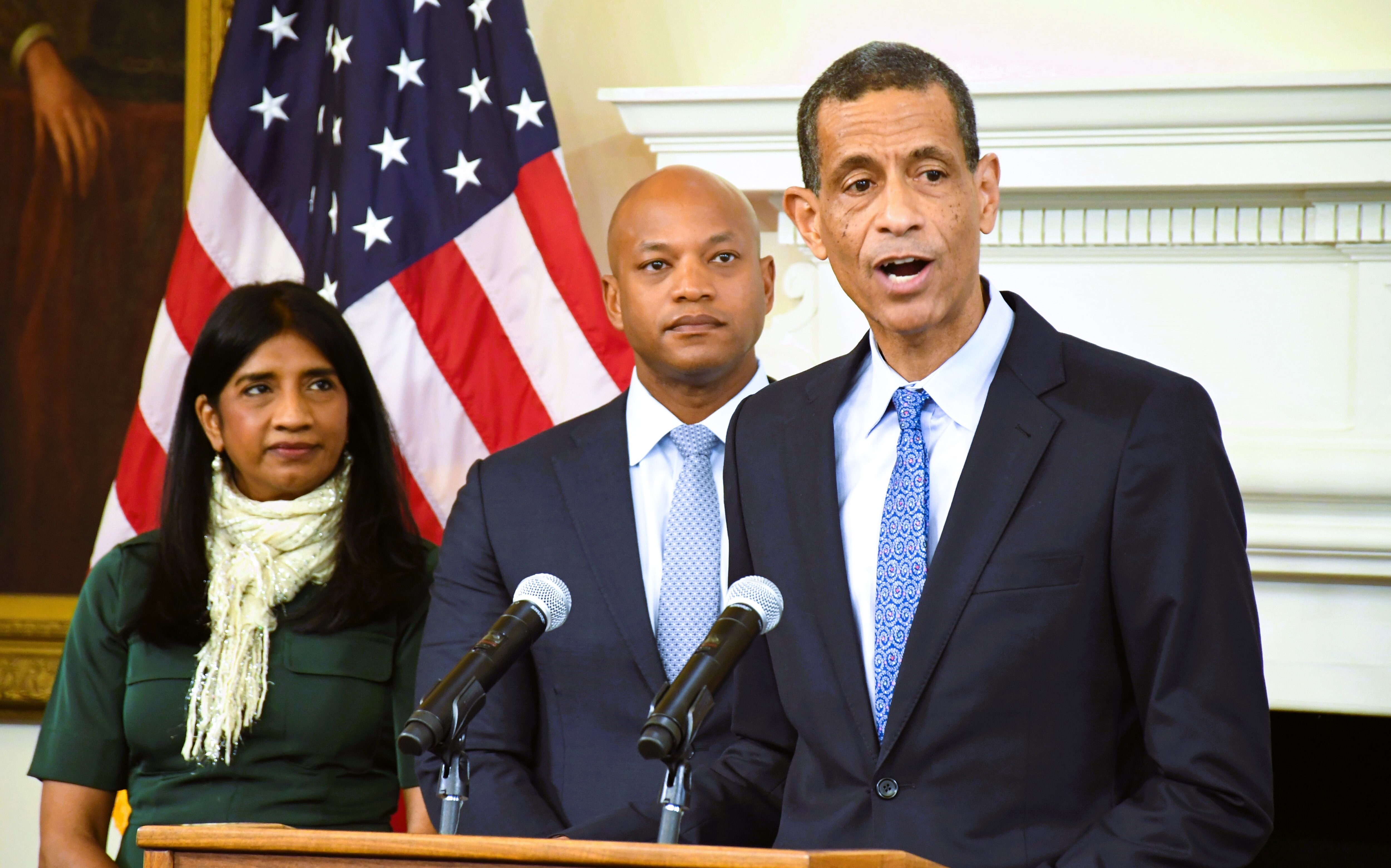 Mark Edwards, CEO and co-founder of Upstream USA, speaks at a State House press conference announcing that his nonprofit organization will train primary care providers in Maryland in reproductive healthcare. The press conference was held on Monday, Nov. 28, 2023.