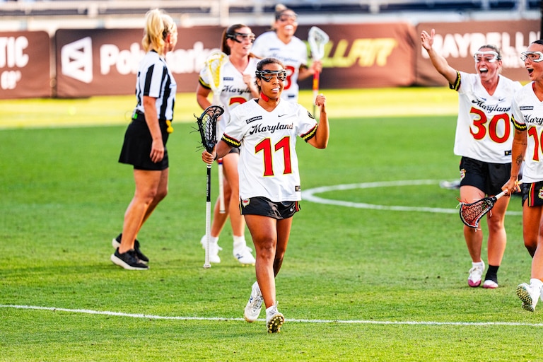 Maryland Charm attacker Sydni Black reacts during the inaugural Women's Lacrosse League championship game.