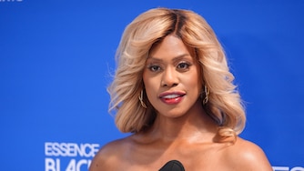 Laverne Cox arrives at the 19th annual Essence Black Women in Hollywood on Thursday, March 12, 2026, at Fairmont Century Plaza in Los Angeles. (AP Photo/Chris Pizzello)