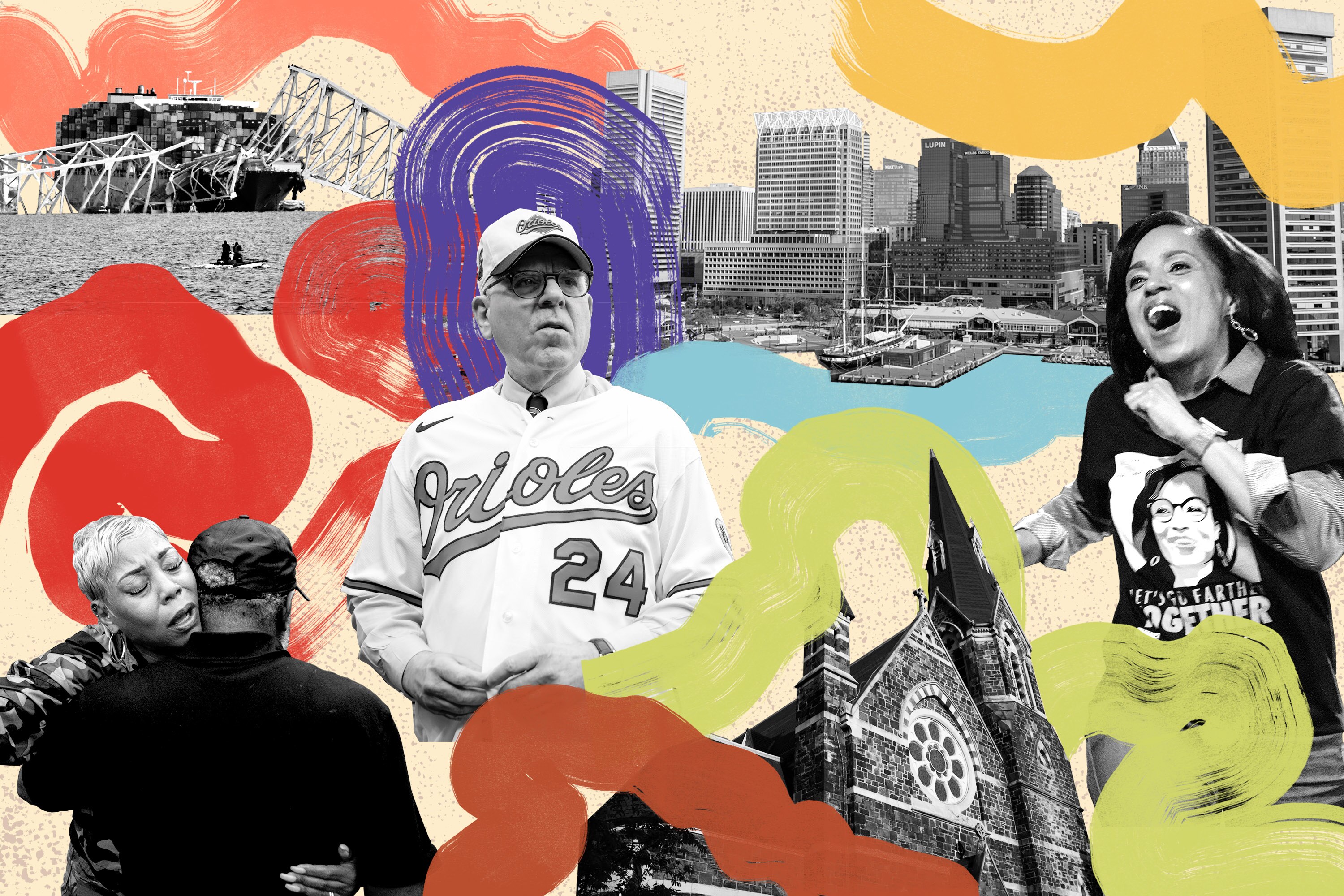 Lead illustration of the people, places and events that shaped 2024